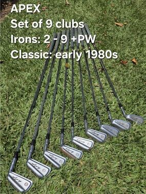 Collectable Vintage Apex Set of 9 Irons in Silver and Black